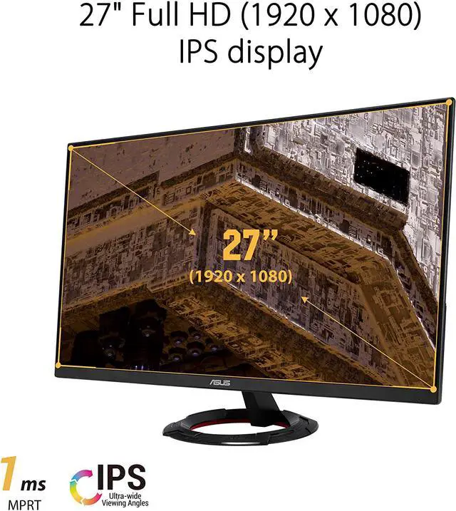 Alt view image 5 of 20 - ASUS TUF Gaming 27” 1080P Monitor (VG279Q1R) - Full HD, IPS, 144Hz, 1ms, Extreme Low Motion Blur, Speaker, FreeSync Premium, Shadow Boost, VESA Mountable, DisplayPort, HDMI, Tilt Adjustable