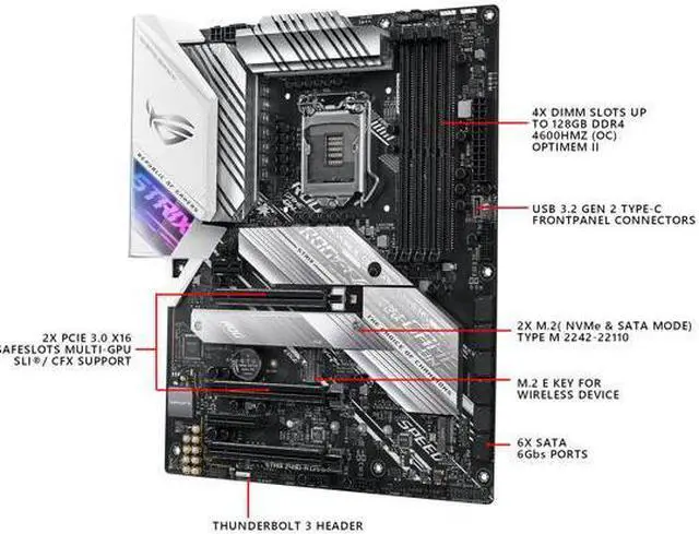 Alt view image 4 of 11 - ASUS ROG STRIX Z490-A GAMING LGA 1200 (Intel 10th Gen) Intel Z490 SATA 6Gb/s ATX Intel Motherboard (12+2 Power Stages, DDR4 4600, Intel 2.5Gb Ethernet, USB 3.2 Gen 2, AURA Sync)