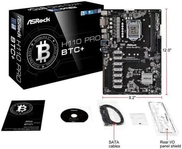 Alt view image 7 of 7 - ASRock H110 Pro BTC+ LGA 1151 Intel H110 SATA 6Gb/s ATX Intel for Cryptocurrency Mining (BTC) Motherboard