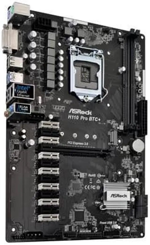 Alt view image 4 of 7 - ASRock H110 Pro BTC+ LGA 1151 Intel H110 SATA 6Gb/s ATX Intel for Cryptocurrency Mining (BTC) Motherboard