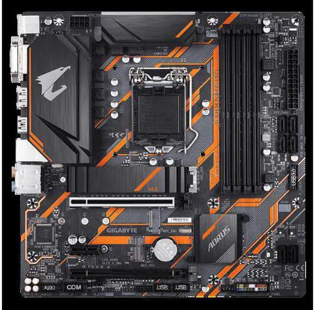 Main image of GIGABYTE B360M AORUS PRO motherboard with RGB Fusion 2.0 with Digital LEDs, Intel GbE LAN with cFosSpeed, Dual M.2 slots, Ultra Durable PCIe Armor, Native Intel USB 3.1 Gen2 Type-A