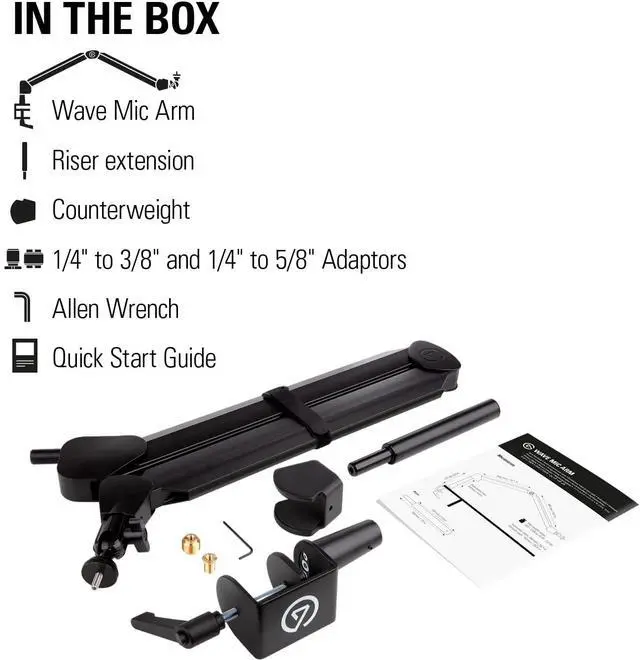 Alt view image 6 of 15 - Elgato Wave Mic Arm – Swivel Suspension Boom, Hidden Cable Channels, Versatile Desk clamp, counterweight, 1/4“-3/8“-5/8“ mic mounts, Studio, Broadcast, Streaming, Work from Home, Professional mic arm