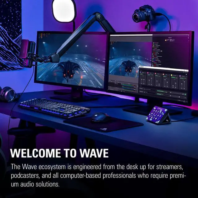 Alt view image 5 of 15 - Elgato Wave Mic Arm – Swivel Suspension Boom, Hidden Cable Channels, Versatile Desk clamp, counterweight, 1/4“-3/8“-5/8“ mic mounts, Studio, Broadcast, Streaming, Work from Home, Professional mic arm