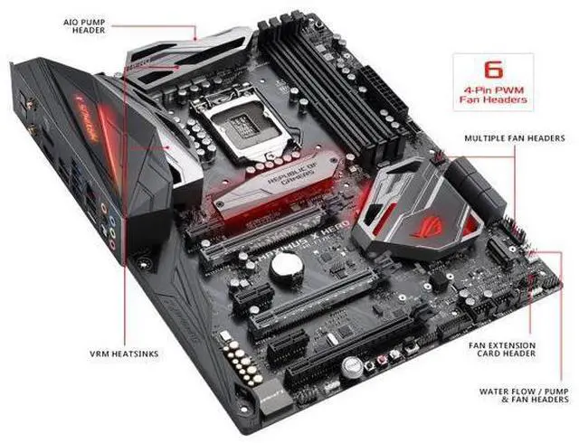 Alt view image 6 of 7 - ASUS ROG Maximus X Hero (Wi-Fi AC) LGA 1151 (300 Series) Intel Z370 SATA 6Gb/s ATX Intel Motherboard