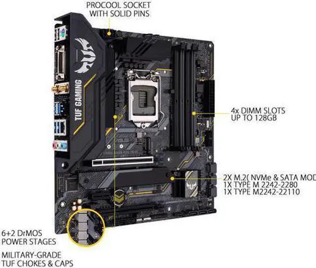 Alt view image 3 of 5 - ASUS TUF GAMING B460M-PLUS (WI-FI) LGA 1200 Intel B460 SATA 6Gb/s Micro ATX Intel Motherboard