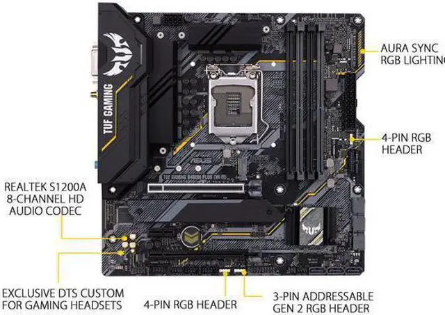 Alt view image 2 of 5 - ASUS TUF GAMING B460M-PLUS (WI-FI) LGA 1200 Intel B460 SATA 6Gb/s Micro ATX Intel Motherboard