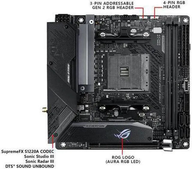 Alt view image 3 of 14 - ASUS ROG STRIX B550-I GAMING AM4 AMD B550 SATA 6Gb/s Mini ITX AMD Motherboard