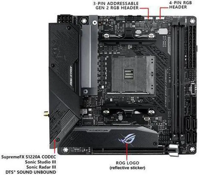 Alt view image 4 of 14 - ASUS ROG STRIX B550-I GAMING AM4 AMD B550 SATA 6Gb/s Mini ITX AMD Motherboard