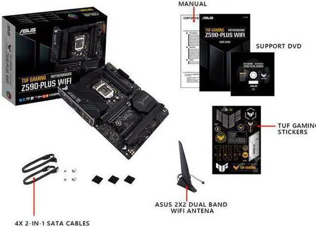 Alt view image 5 of 7 - ASUS TUF Gaming Z590-Plus WiFi 6, LGA 1200 (Intel 11th/10th Gen) ATX Gaming Motherboard (PCIe 4.0, 3 x M.2/NVMe SSD, 14+2 Power Stages, USB 3.2 Gen 1 Front Panel Type-C, 2.5Gb LAN, Thunderbolt 4 Suppo