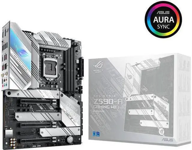 Main image of ASUS ROG Strix Z590-A Gaming WiFi 6 LGA 1200 (Intel 11th/10th Gen) ATX White Scheme Gaming Motherboard (14+2 Power Stages, DDR4 5333, WiFi 6, Intel 2.5Gb LAN, Thunderbolt 4 Support, 3 x M.2/NVMe SSD)