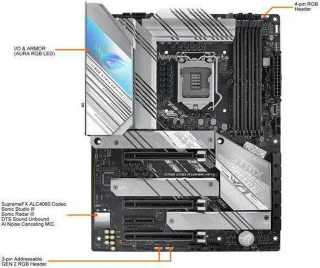 Alt view image 6 of 9 - ASUS ROG Strix Z590-A Gaming WiFi 6 LGA 1200 (Intel 11th/10th Gen) ATX White Scheme Gaming Motherboard (14+2 Power Stages, DDR4 5333, WiFi 6, Intel 2.5Gb LAN, Thunderbolt 4 Support, 3 x M.2/NVMe SSD)