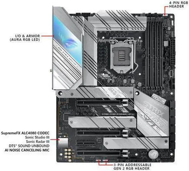Alt view image 3 of 9 - ASUS ROG Strix Z590-A Gaming WiFi 6 LGA 1200 (Intel 11th/10th Gen) ATX White Scheme Gaming Motherboard (14+2 Power Stages, DDR4 5333, WiFi 6, Intel 2.5Gb LAN, Thunderbolt 4 Support, 3 x M.2/NVMe SSD)