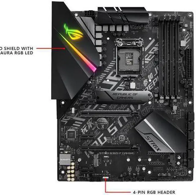 Alt view image 2 of 7 - ASUS ROG STRIX B365-F GAMING Support 9th/8th Gen Intel Processor with Aura Sync RGB, Dual M.2, DisplayPort, HDMI, DVI, SATA 6Gbps and USB 3.1 Gen 2 ATX Gaming Motherboard