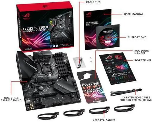 Alt view image 6 of 7 - ASUS ROG STRIX B365-F GAMING Support 9th/8th Gen Intel Processor with Aura Sync RGB, Dual M.2, DisplayPort, HDMI, DVI, SATA 6Gbps and USB 3.1 Gen 2 ATX Gaming Motherboard