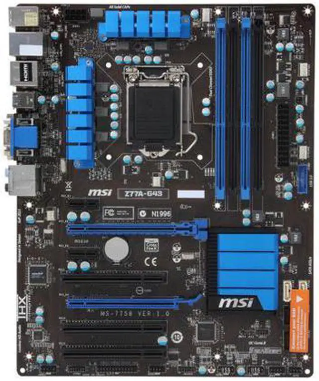 Alt view image 3 of 5 - MSI Z77A-G43 LGA 1155 Intel Z77 HDMI SATA 6Gb/s USB 3.0 ATX Intel Motherboard with UEFI BIOS