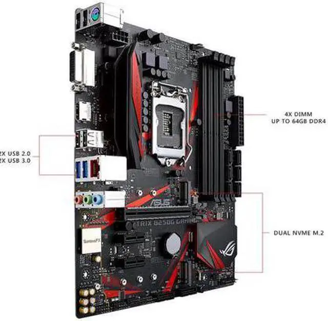Alt view image 4 of 7 - ASUS ROG STRIX B250G GAMING LGA1151 DDR4 HDMI DVI M.2 Micro-ATX Motherboard with USB 3.1