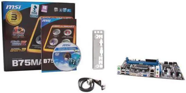 Alt view image 5 of 5 - MSI B75MA-P45 LGA 1155 Intel B75 SATA 6Gb/s USB 3.0 Micro ATX Intel Motherboard with UEFI BIOS