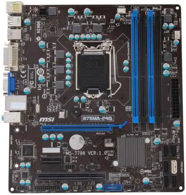 Alt view image 3 of 5 - MSI B75MA-P45 LGA 1155 Intel B75 SATA 6Gb/s USB 3.0 Micro ATX Intel Motherboard with UEFI BIOS