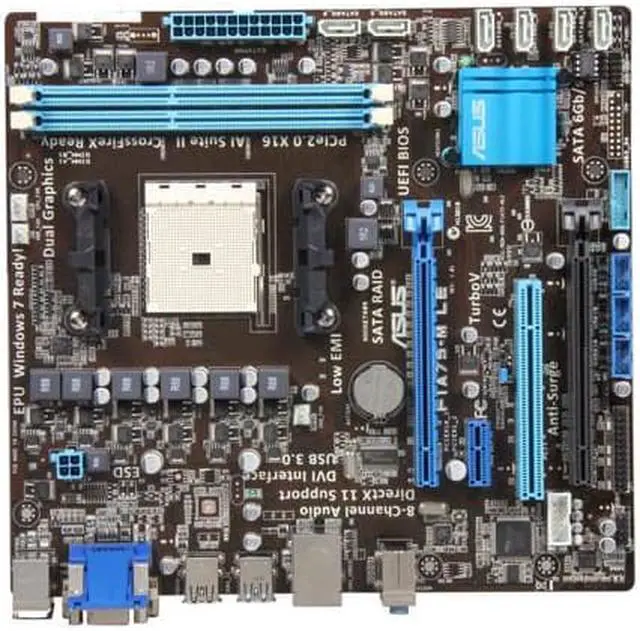 Alt view image 3 of 5 - ASUS F1A75-M LE FM1 AMD A75 (Hudson D3) SATA 6Gb/s USB 3.0 Micro ATX AMD Motherboard with UEFI BIOS