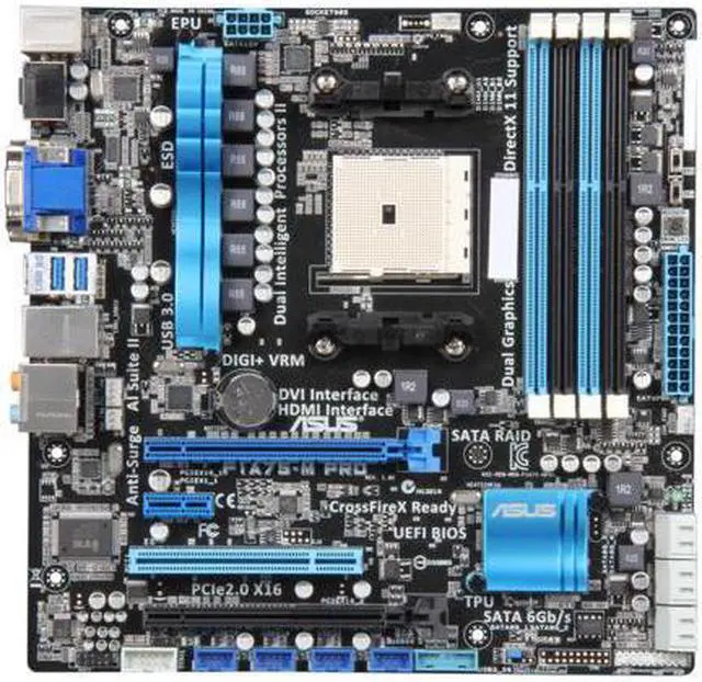 Alt view image 3 of 5 - ASUS F1A75-M PRO FM1 AMD A75 (Hudson D3) SATA 6Gb/s USB 3.0 HDMI Micro ATX AMD Motherboard with UEFI BIOS