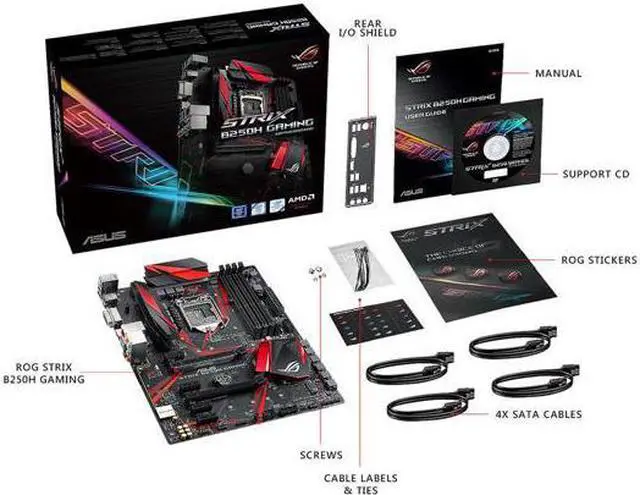 Alt view image 6 of 12 - ASUS ROG STRIX B250H GAMING LGA1151 DDR4 HDMI DVI M.2 B250 ATX Motherboard with USB 3.1