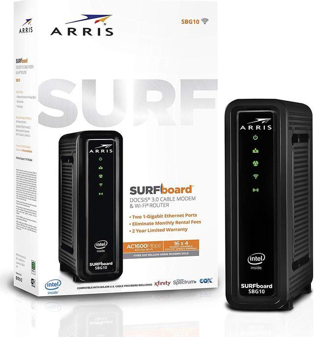 ARRIS Surfboard SBG10 Docsis Cable Modem/ AC1600 Wi-Fi Router, Black Modems / Gateways