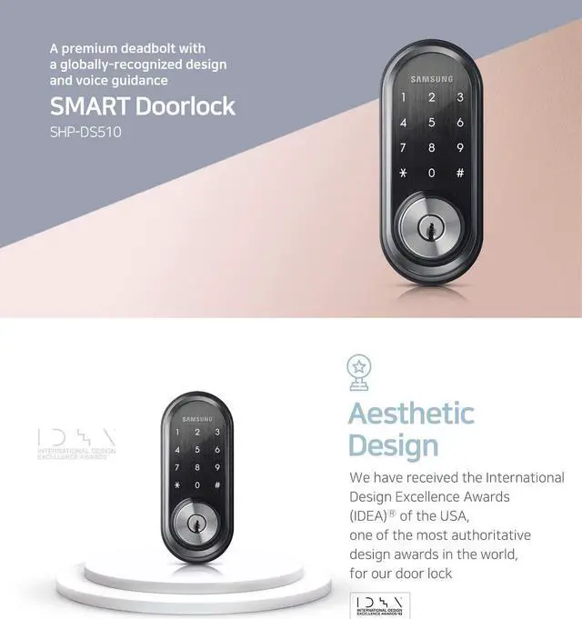 Alt view image 3 of 7 - Samsung SHP-DS510MK Digital Door Lock DEADBOLT SHP-DS510 English Version