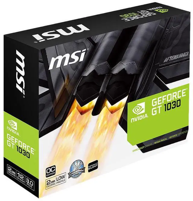 Alt view image 3 of 3 - MSI GeForce GT 1030 DirectX 12 GT 1030 2GH LP OC 2GB 64-Bit GDDR5 PCI Express 3.0 x16 (uses x4) HDCP Ready Low Profile Video Graphics Card