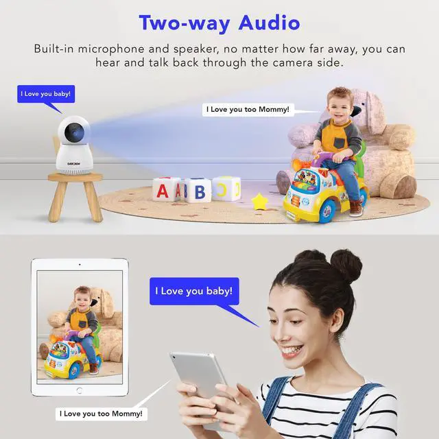 Alt view image 3 of 7 - EverGrow 3MP WiFi Security Camera Pan Tilt Indoor Baby Monitor Two-Way Audio E1