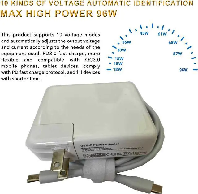 Alt view image 2 of 7 - New 96W USB-C Power Charger Adapter for Macbook Pro 2019 2020 A2166