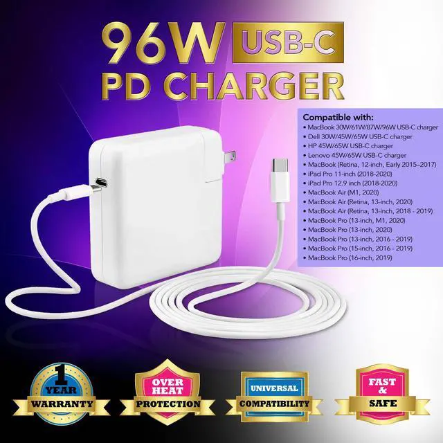 Alt view image 3 of 7 - 96W USB-C Power Adapter for A2166 with USB-C Cable - VGC