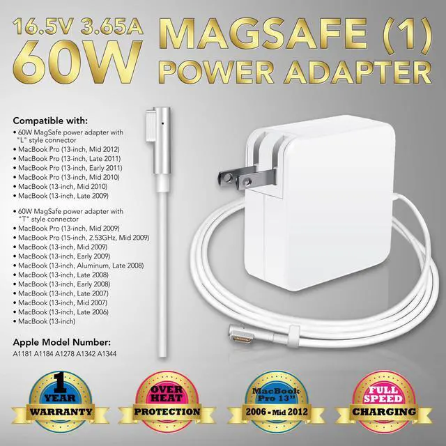 Main image of 60W Power AC Charger adapter Cord for Apple MAC MacBook Pro 13" A1184 A1344 (Before Mid 2012 Models)