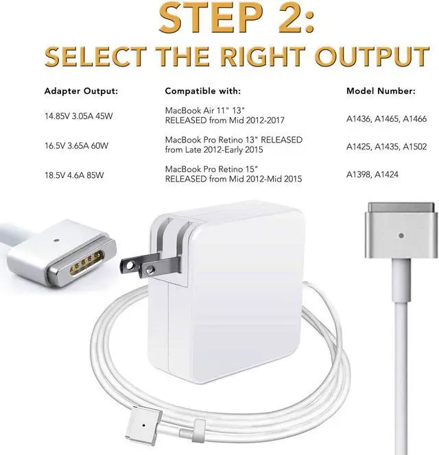 Alt view image 3 of 7 - 45W 14.85V Charger Adapter Power Supply for Apple Macbook Air 11"13" A1436 A1466 (After Mid 2012 Models)