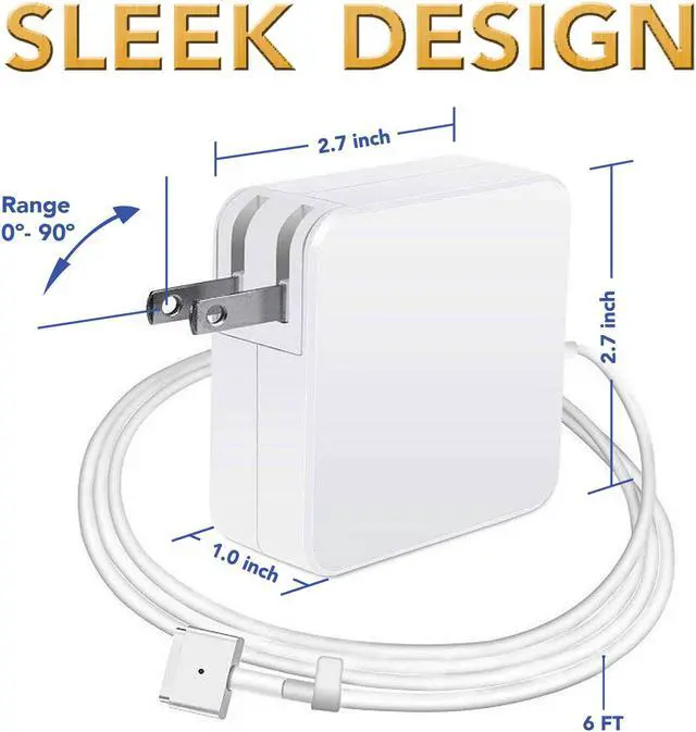 Alt view image 4 of 7 - 45W  Charger Power Adapter Cord for 2013 2014 2015  Apple  11" & 13" MacBook Air (ZA-APPLE-45W-MS2)