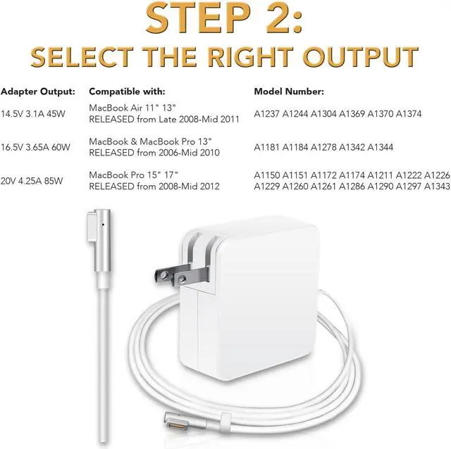 Alt view image 3 of 7 - 85W AC Wall Power Adapter Supply Charger for 2007 2008 2009 2010 2011 Apple MacBook Pro  15" 17" (ZA-APPLE-85W)