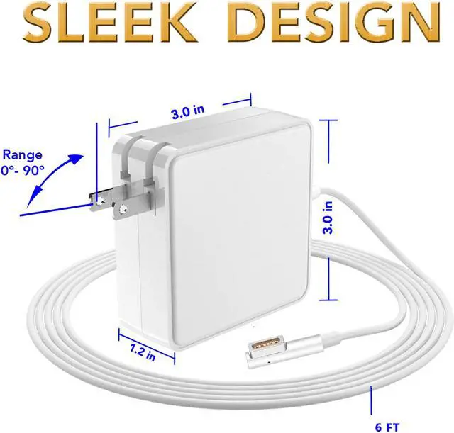 Alt view image 7 of 7 - 85W AC Wall Power Adapter Supply Charger for 2007 2008 2009 2010 2011 Apple MacBook Pro  15" 17" (ZA-APPLE-85W)