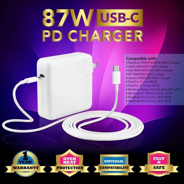 Main image of 87W USB Type C AC Power Adapter Charger for Apple MacBook Pro 15" Touch Bar 2018