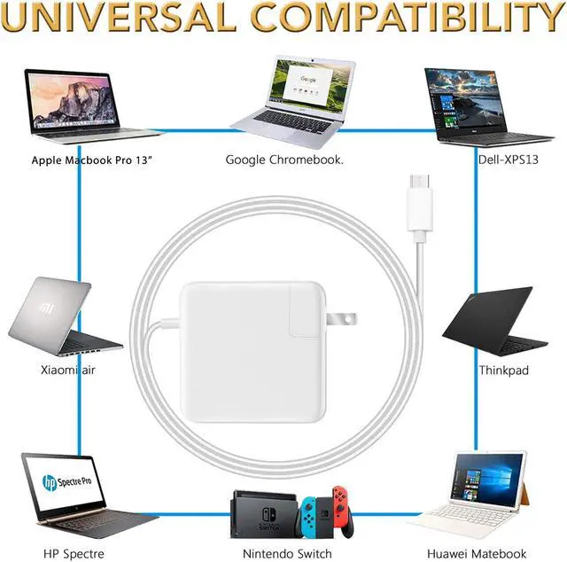 Alt view image 11 of 13 - 65W USB-C AC Power Adapter Charger For Dell XPS 12 9250 13 9350 9360 9365 9370