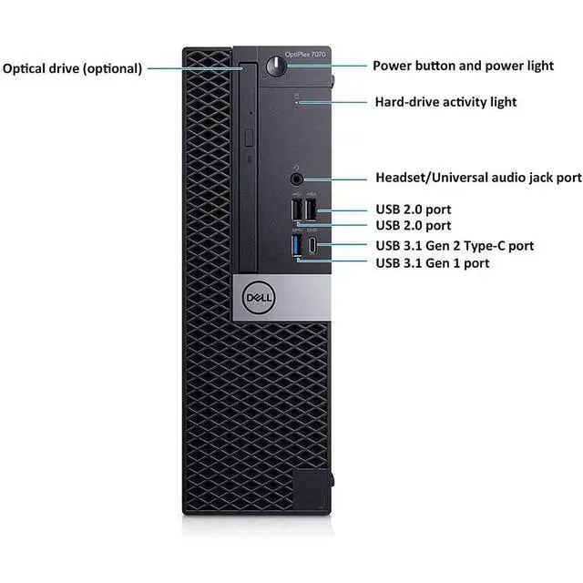 Alt view image 3 of 5 - Dell OptiPlex 7070 SFF PC Windows 11 | Hexa-Core i5 9th gen CPU | 16GB RAM | 512GB SSD | 22" LCD
