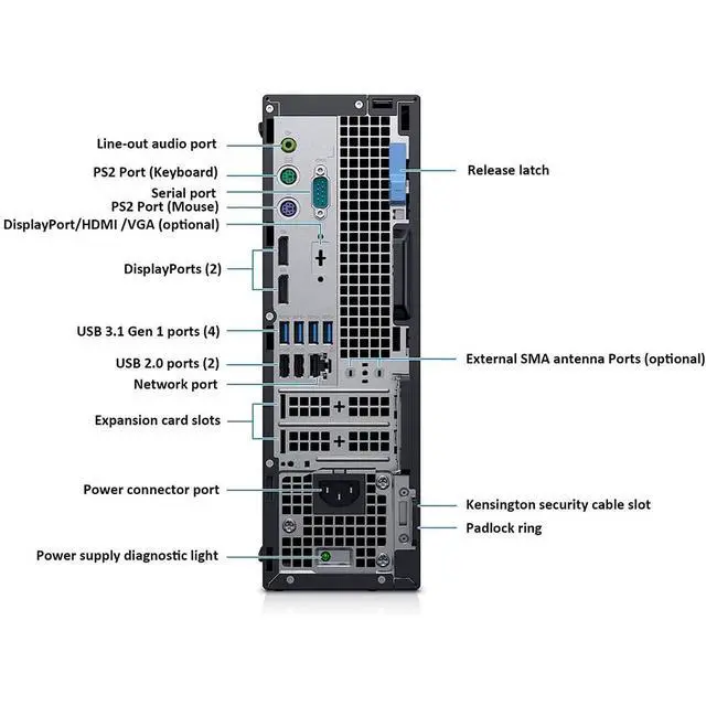 Alt view image 4 of 5 - Dell OptiPlex 7070 SFF PC Windows 11 | Hexa-Core i5 9th gen CPU | 16GB RAM | 512GB SSD | 22" LCD