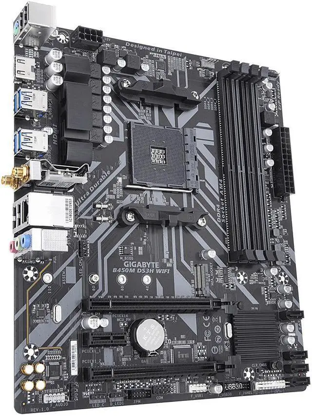 Alt view image 2 of 4 - Gigabyte B450M DS3H WIFI-Y1 AMD Socket B450 AM4 MicroATX M.2 Desktop Motherboard