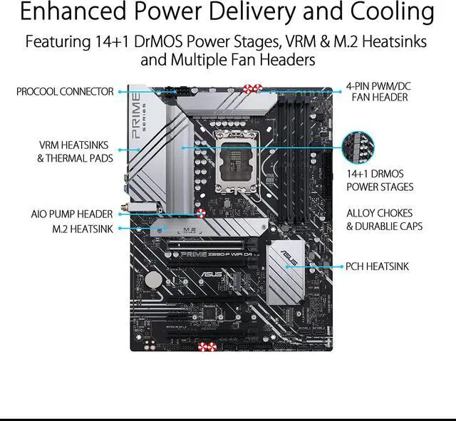 Alt view image 2 of 4 - ASUS PRIME Z690-P WIFI D4 Intel Intel Z690 LGA ATX M.2 Desktop Motherboard B