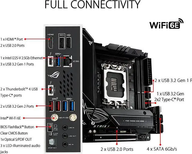 Alt view image 4 of 9 - ASUS ROG STRIX Z690-I GAMING WIFI Intel Intel Z690 LGA Mini-ITX M.2 Desktop Motherboard A