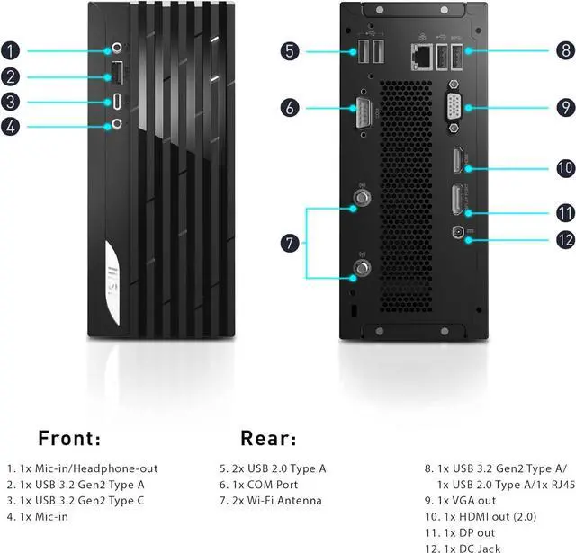 Alt view image 3 of 3 - MSI PRO DP20ZA 5M-223US Ryzen 7 5700G 16GB 500 GB SSD Win11 Mini PC Desktop