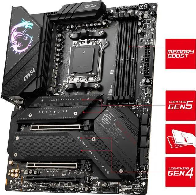Alt view image 7 of 9 - MSI MPG X670E CARBON WIFI AMD AM5 ATX Motherboard