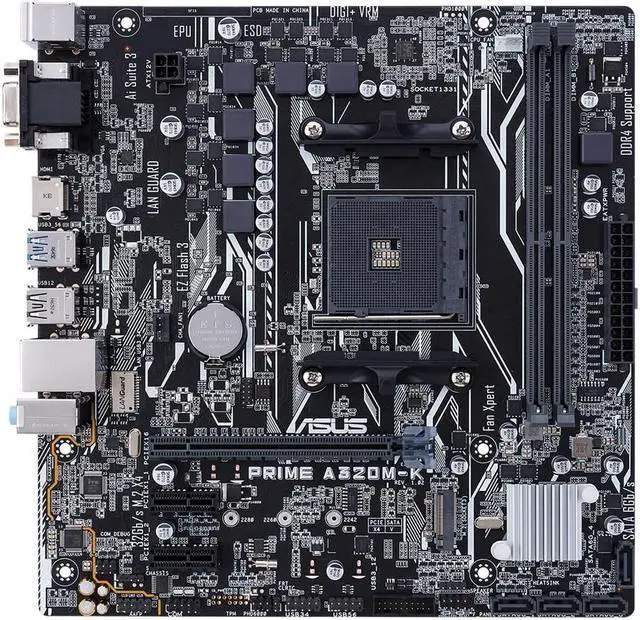 Main image of ASUS PRIME A320M-K AMD Socket AM4 A320 AM4 MicroATX M.2 Desktop Motherboard A
