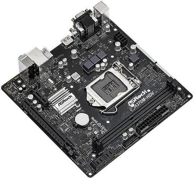 Alt view image 3 of 3 - Asrock Intel H370M-HDV Socket LGA 1151 ATX DDR4 Motherboard