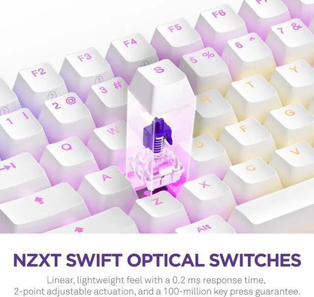 Alt view image 2 of 4 - NZXT Function 2 MiniTKL KB-002NW-US TKL Optical Switches White Gaming Keyboard