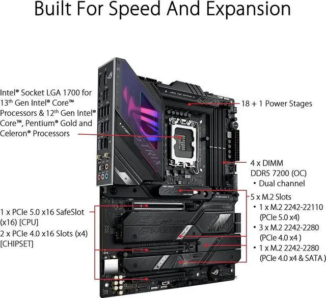 Alt view image 2 of 8 - ASUS ROG STRIX Z790-E GAMING WIFI Intel LGA 1700 Z790 ATX M.2 Desktop Motherboard A