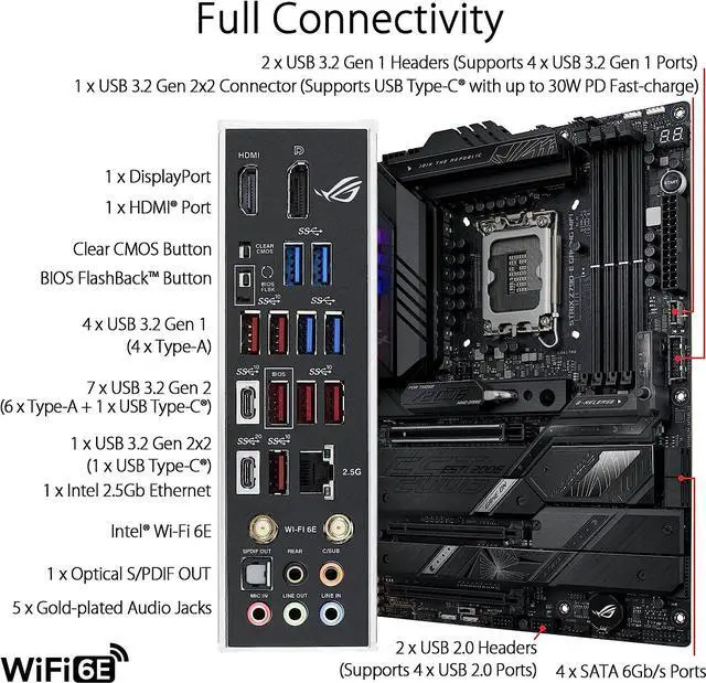 Alt view image 5 of 8 - ASUS ROG STRIX Z790-E GAMING WIFI Intel LGA 1700 Z790 ATX M.2 Desktop Motherboard A